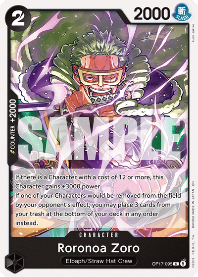 Roronoa Zoro OP17-095 The World's Strongest Warriors One Piece Karte