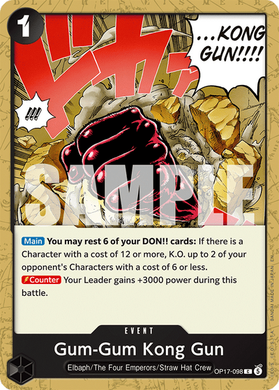 Gum-Gum Kong Gun OP17-098 The World's Strongest Warriors One Piece Karte