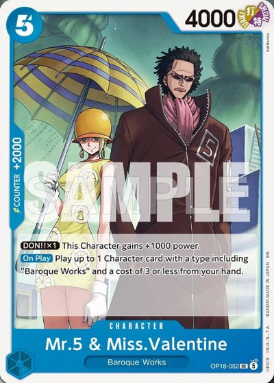 Mr.5 & Miss.Valentine OP18-052 The Dominance of God One Piece Karte
