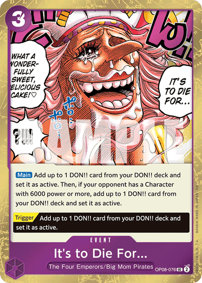 It's to Die For... OP08-076 (Parallel 1) One Piece Card The Best Vol. 2 One Piece Karte