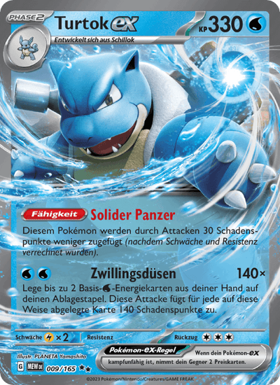 Turtok-ex 009/165 151 Pokémon Karte
