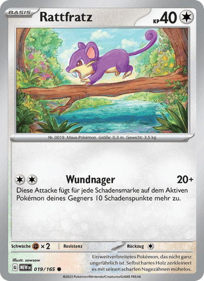 Rattfratz 019/165 151 Pokémon Karte