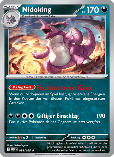 Nidoking 034/165 151 Pokémon Karte