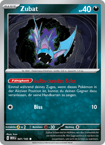 Zubat 041/165 151 Pokémon Karte