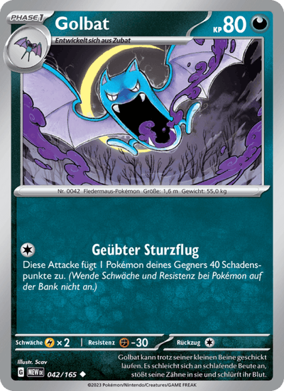 Golbat 042/165 151 Pokémon Karte