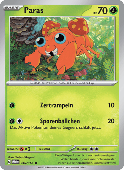 Paras 046/165 151 Pokémon Karte