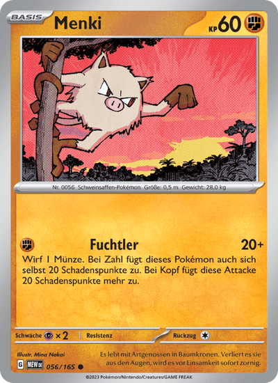 Menki 056/165 151 Pokémon Karte