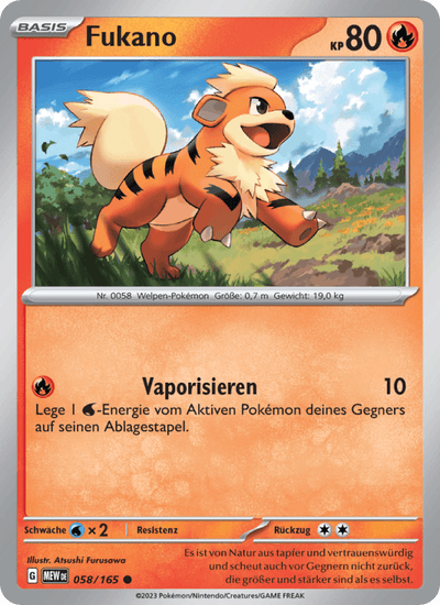 Fukano 058/165 151 Pokémon Karte