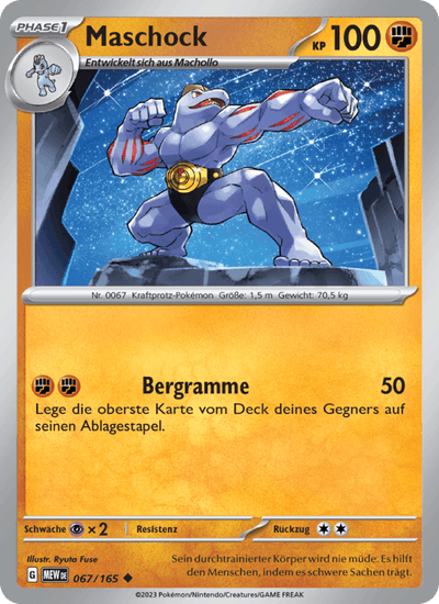 Maschock 067/165 151 Pokémon Karte