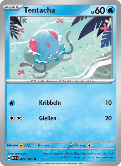 Tentacha 072/165 151 Pokémon Karte