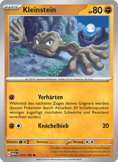 Kleinstein 074/165 151 Pokémon Karte