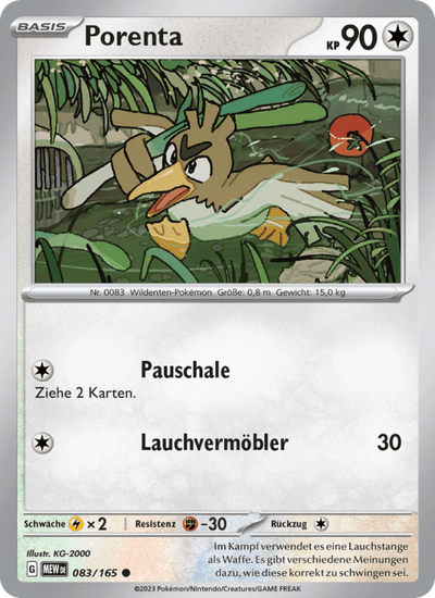 Porenta 083/165 151 Pokémon Karte