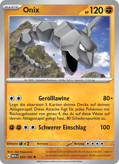 Onix 095/165 151 Pokémon Karte