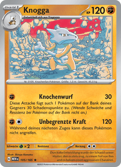 Knogga 105/165 151 Pokémon Karte