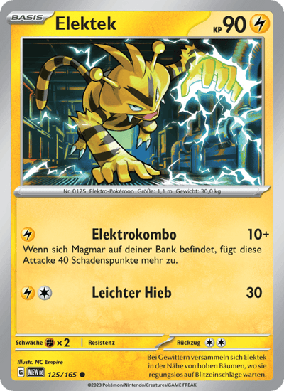 Elektek 125/165 151 Pokémon Karte
