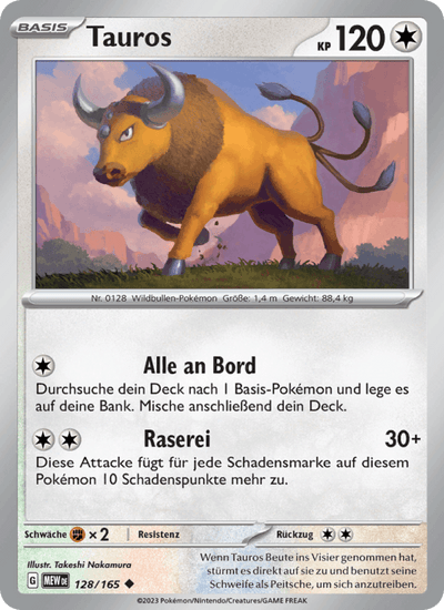 Tauros 128/165 151 Pokémon Karte
