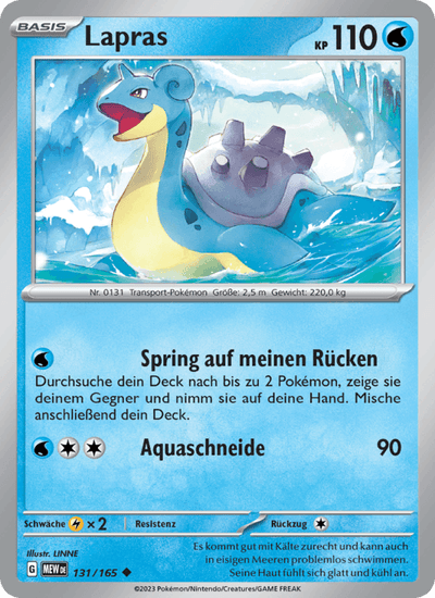 Lapras 131/165 151 Pokémon Karte