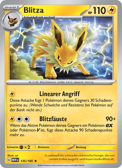 Blitza 135/165 151 Pokémon Karte