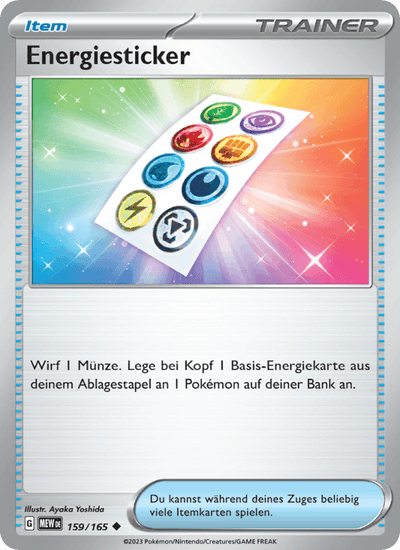 Energiesticker 159/165 151 Pokémon Karte