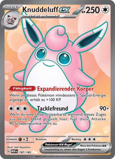 Knuddeluff-ex 187/165 151 Pokémon Karte