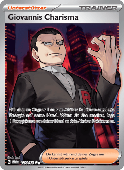 Giovannis Charisma 197/165 151 Pokémon Karte