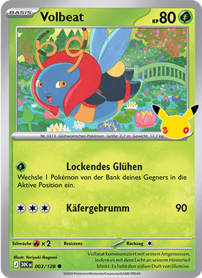 Volbeat 003/128 30th Celebration Pokémon Karte