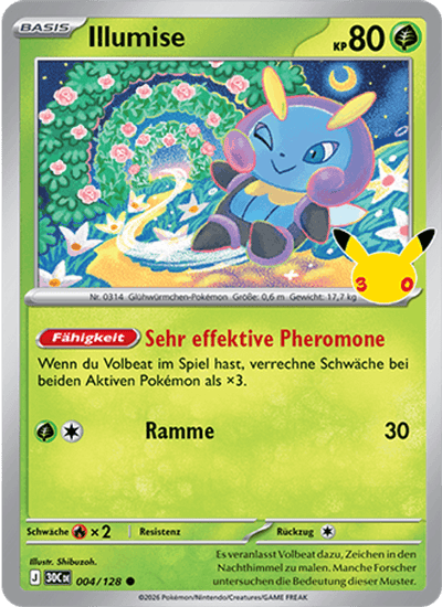 Illumise 004/128 30th Celebration Pokémon Karte