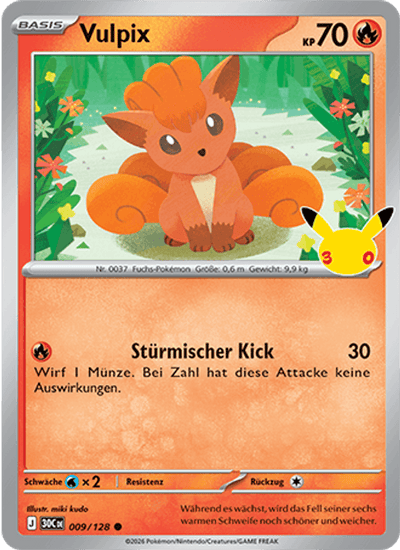 Vulpix 009/128 30th Celebration Pokémon Karte