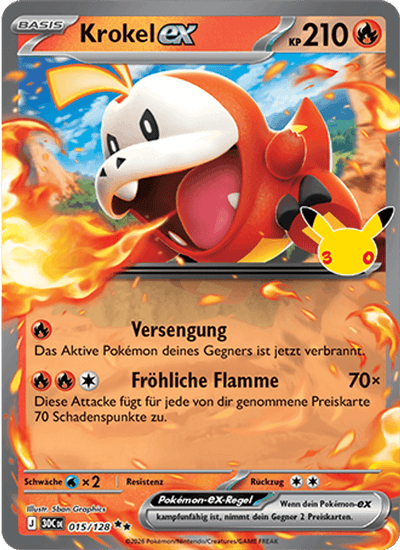 Krokel-ex 015/128 30th Celebration Pokémon Karte