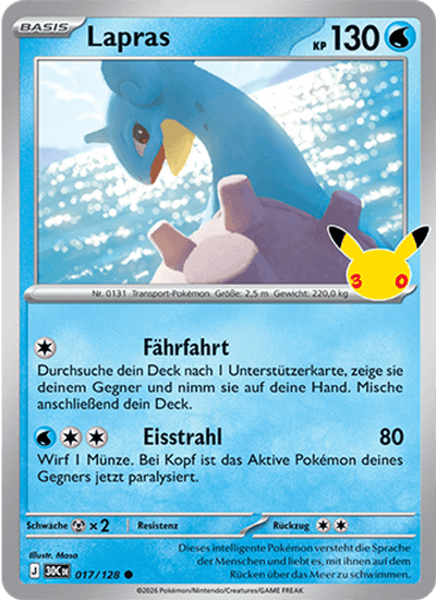 Lapras 017/128 30th Celebration Pokémon Karte
