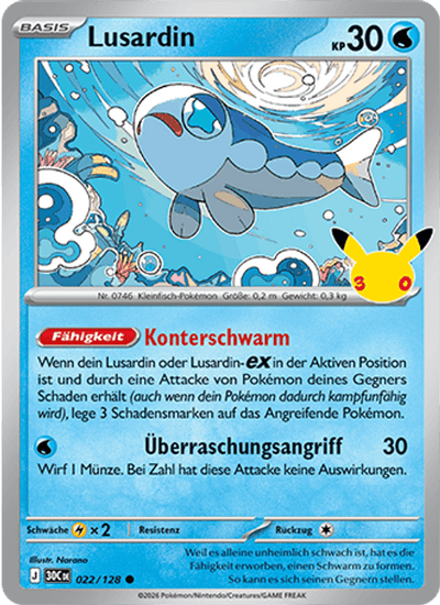 Lusardin 022/128 30th Celebration Pokémon Karte