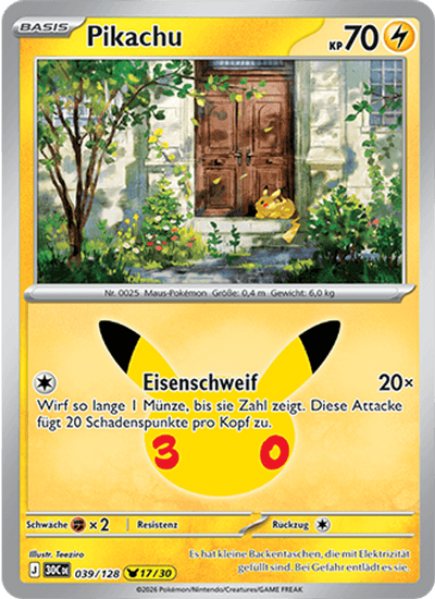 Pikachu 039/128 30th Celebration Pokémon Karte