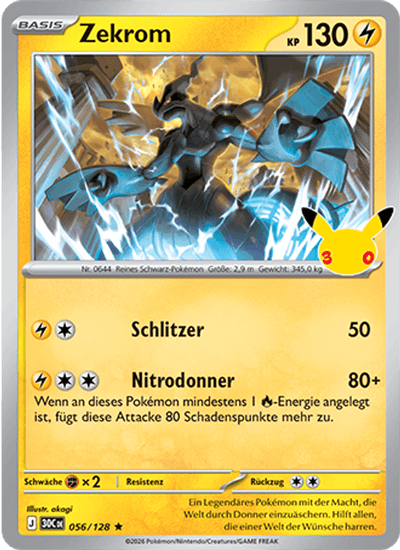 Zekrom 056/128 30th Celebration Pokémon Karte