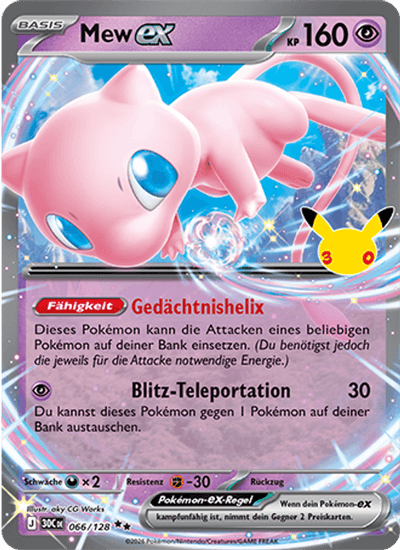 Mew-ex 066/128 30th Celebration Pokémon Karte