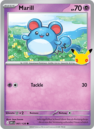 Marill 067/128 30th Celebration Pokémon Karte