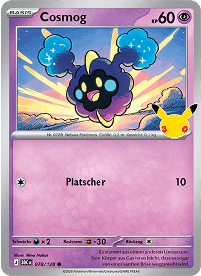 Cosmog 078/128 30th Celebration Pokémon Karte