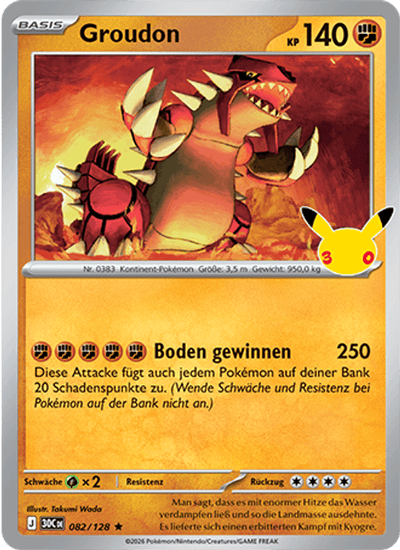 Groudon 082/128 30th Celebration Pokémon Karte