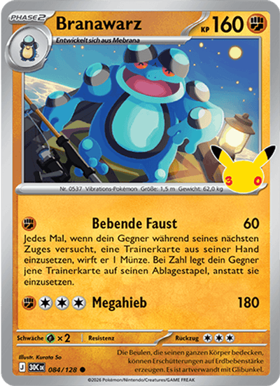 Branawarz 084/128 30th Celebration Pokémon Karte