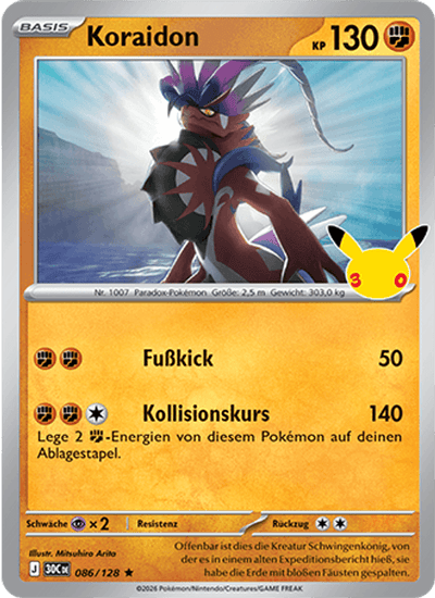 Koraidon 086/128 30th Celebration Pokémon Karte