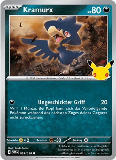 Kramurx 093/128 30th Celebration Pokémon Karte