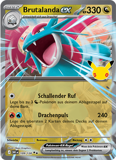 Brutalanda-ex 109/128 30th Celebration Pokémon Karte