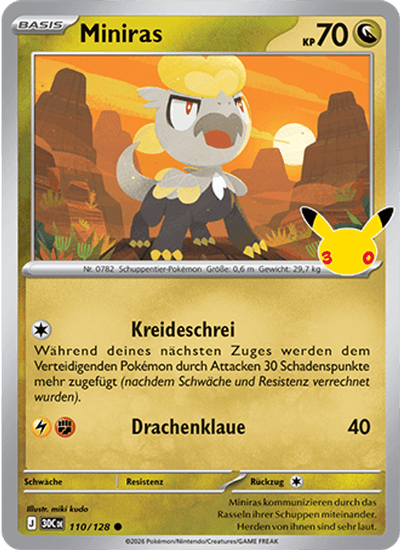 Miniras 110/128 30th Celebration Pokémon Karte