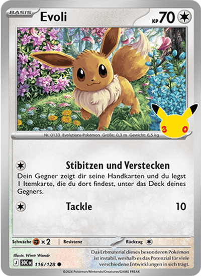 Evoli 116/128 30th Celebration Pokémon Karte