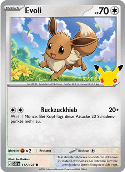 Evoli 117/128 30th Celebration Pokémon Karte