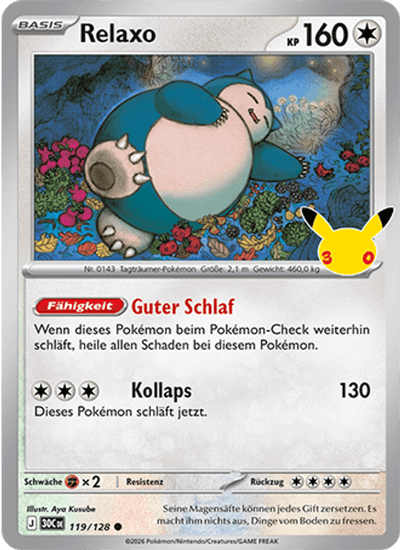 Relaxo 119/128 30th Celebration Pokémon Karte