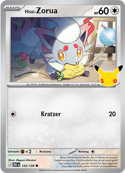 Hisui-Zorua 122/128 30th Celebration Pokémon Karte