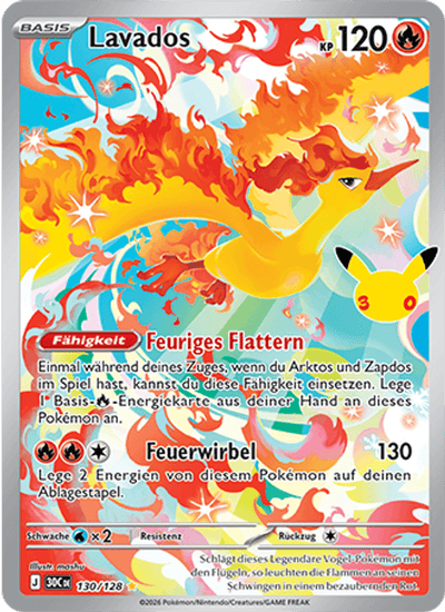 Lavados 130/128 30th Celebration Pokémon Karte