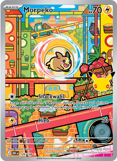 Morpeko 135/128 30th Celebration Pokémon Karte