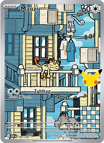 Mauzi 144/128 30th Celebration Pokémon Karte