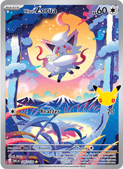 Hisui-Zorua 145/128 30th Celebration Pokémon Karte